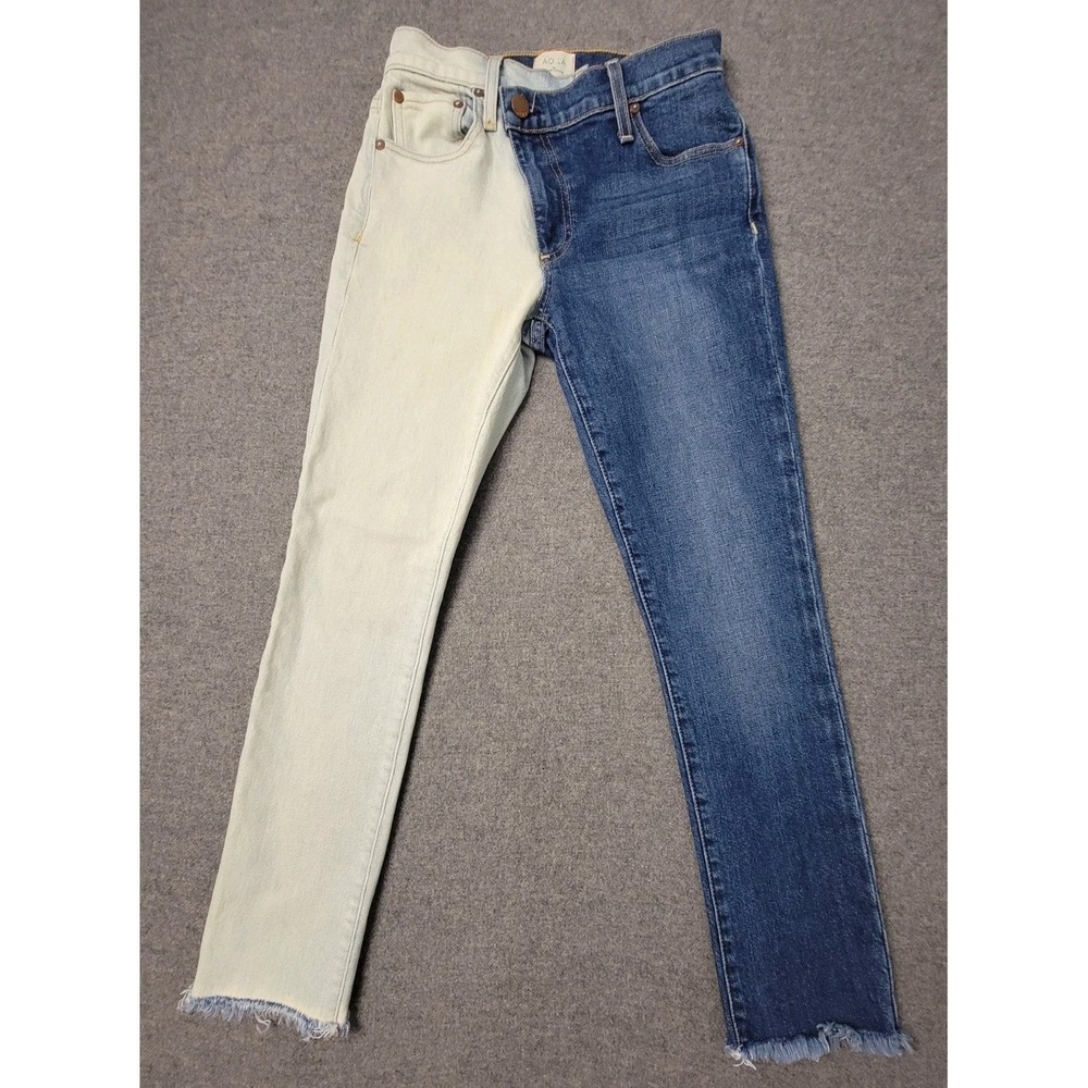 Alice Olivia AO.LA Women Jeans 24 Two Tone Raw Hem Skinny Stretch Denim